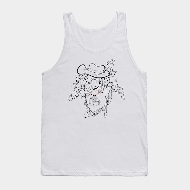 Dope Slluks character ink-pencil black-and-white mice on the mic drawing Tank Top by slluks_shop